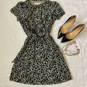 Loft Petite Dress- Blue/black/taupe. Size SP